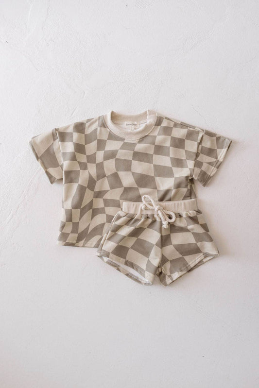 Short Set | Wavy Checkerboard