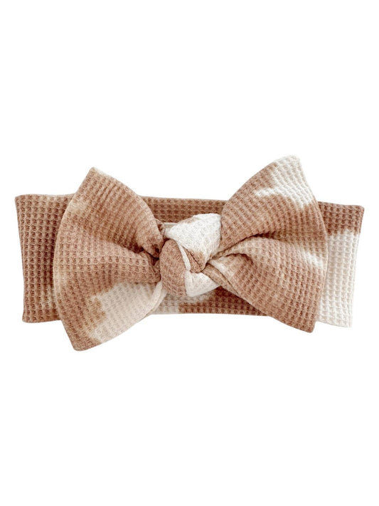 Organic Waffle Knot Bow | Almond Tie Dye