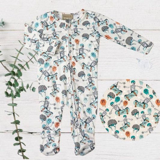 Bamboo Zip Pajamas | Skelly Skateboard