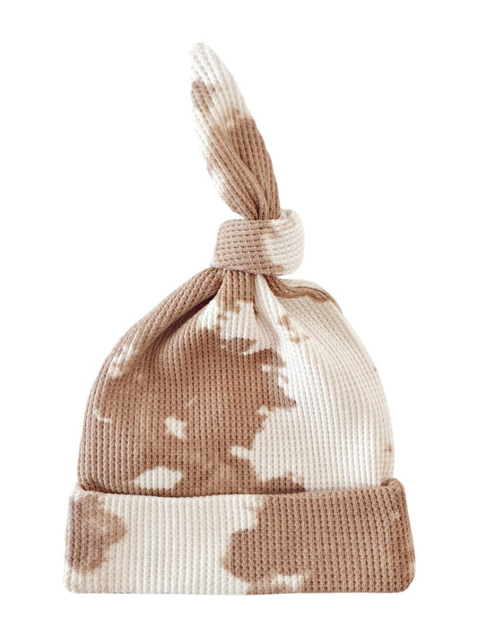Organic Waffle Knot Beanie, Almond Tie Dye